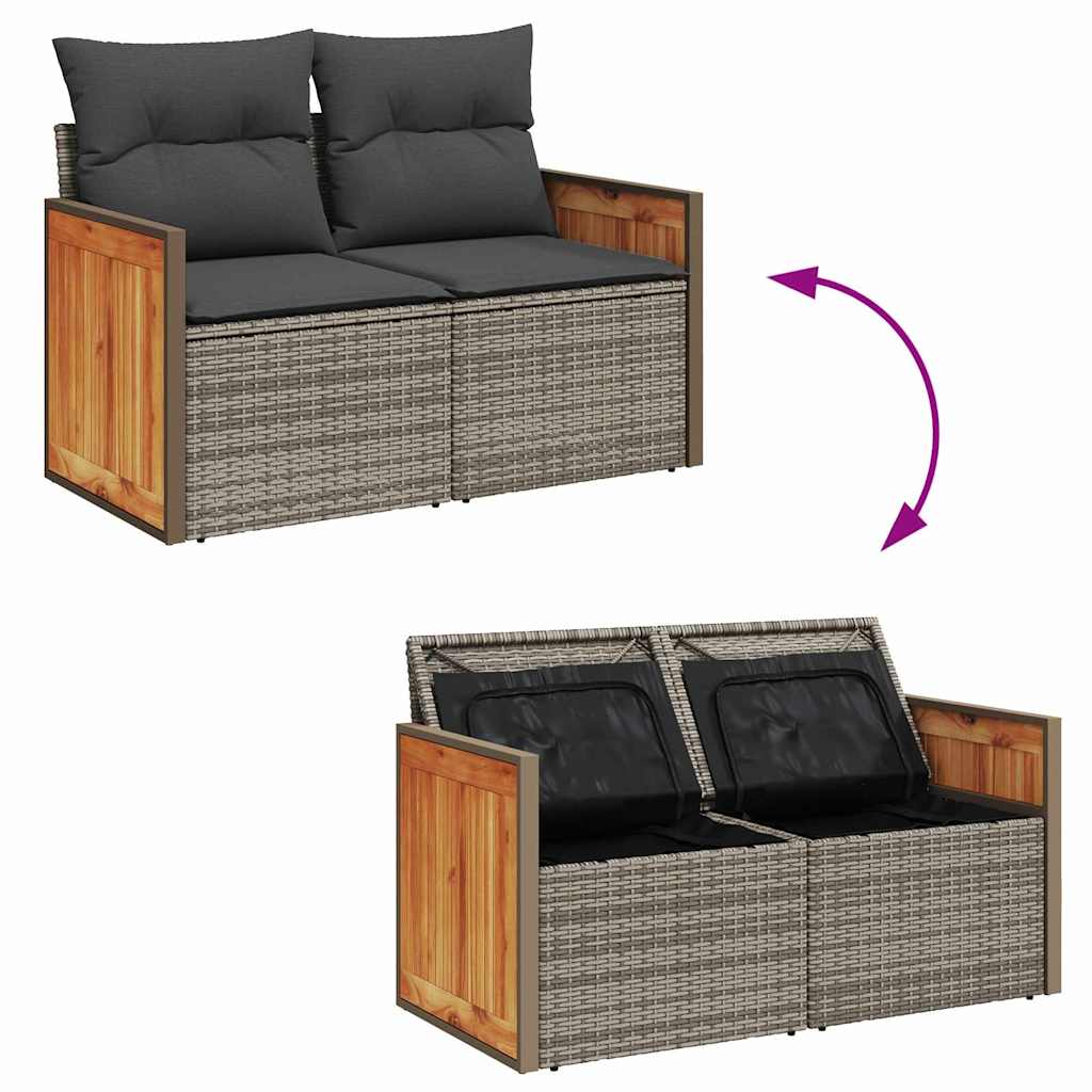 Conjunto de sofás de jardín 11 pcs Gris ratán sintético