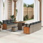 Conjunto de sofás de jardim 13 peças cinzento vime sintético