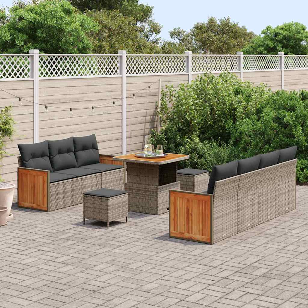 Conjunto de sofás de jardín 13 pcs Gris ratán sintético