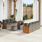 Conjunto de sofás de jardim 13 peças cinzento vime sintético