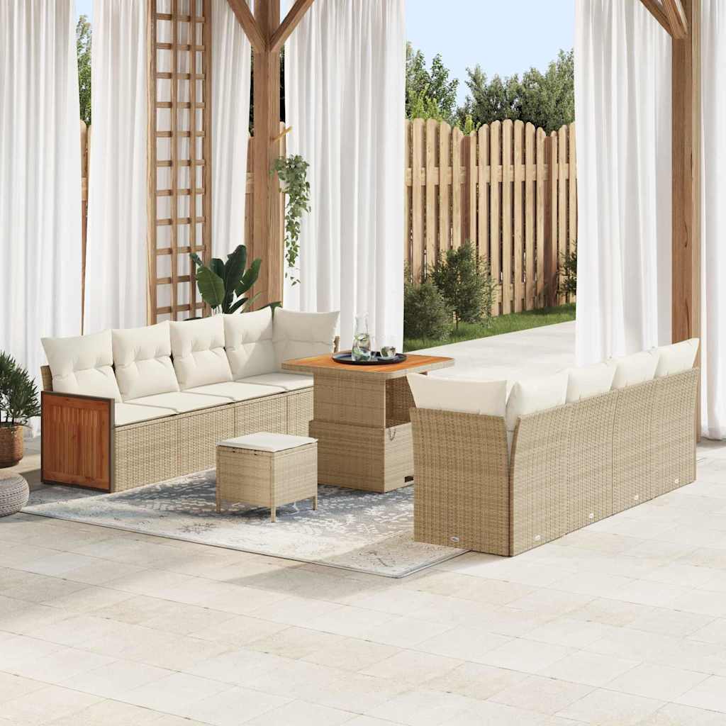 Conjunto de sofás de jardín 11 pcs Gris ratán sintético