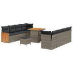 Conjunto de sofás de jardín 11 pcs Gris ratán sintético
