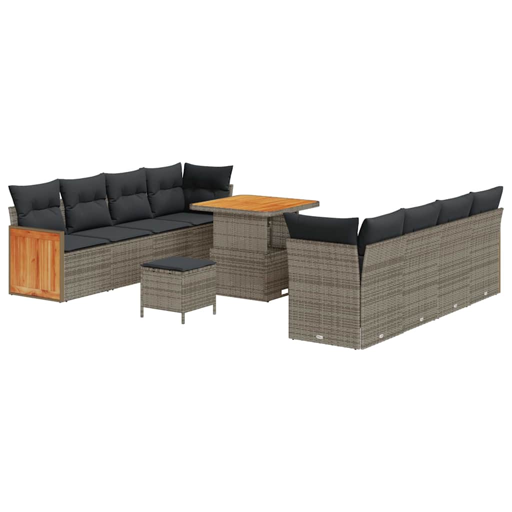 Conjunto de sofás de jardín 11 pcs Gris ratán sintético