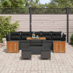 Conjunto de sofás de jardín 13 pcs Negro ratán sintético