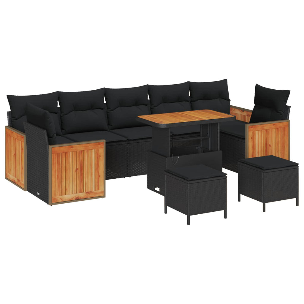 Conjunto de sofás de jardín 13 pcs Negro ratán sintético