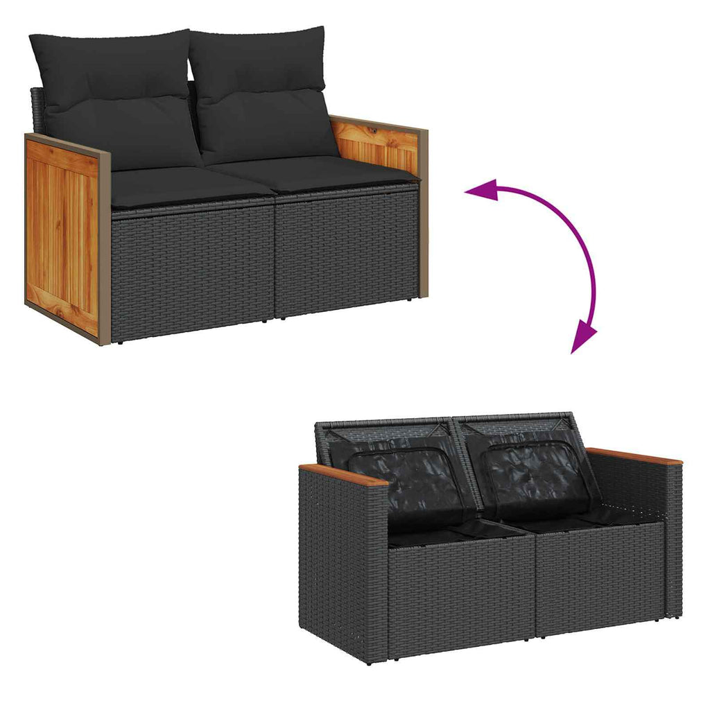 Conjunto de sofás de jardín 13 pcs Negro ratán sintético