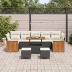 Conjunto de sofás de jardín con cojín 13 pcs Negro y crema