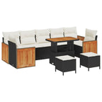 Conjunto de sofás de jardín con cojín 13 pcs Negro y crema