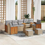 Conjunto de sofás de jardín con cojín 13 pcs Beige y Gris Claro