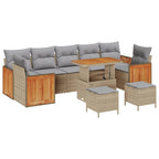 Conjunto de sofás de jardín con cojín 13 pcs Beige y Gris Claro