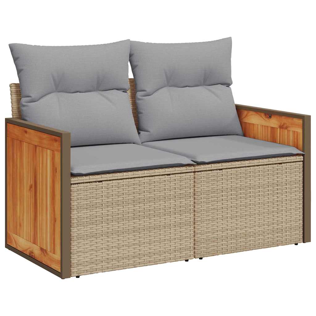 Conjunto de sofás de jardín con cojín 13 pcs Beige y Gris Claro
