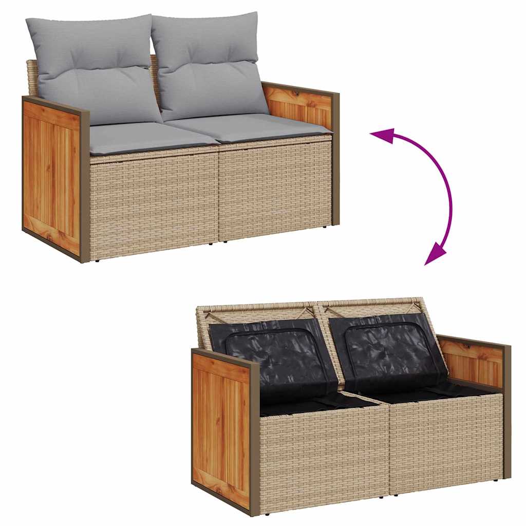 Conjunto de sofás de jardín con cojín 13 pcs Beige y Gris Claro