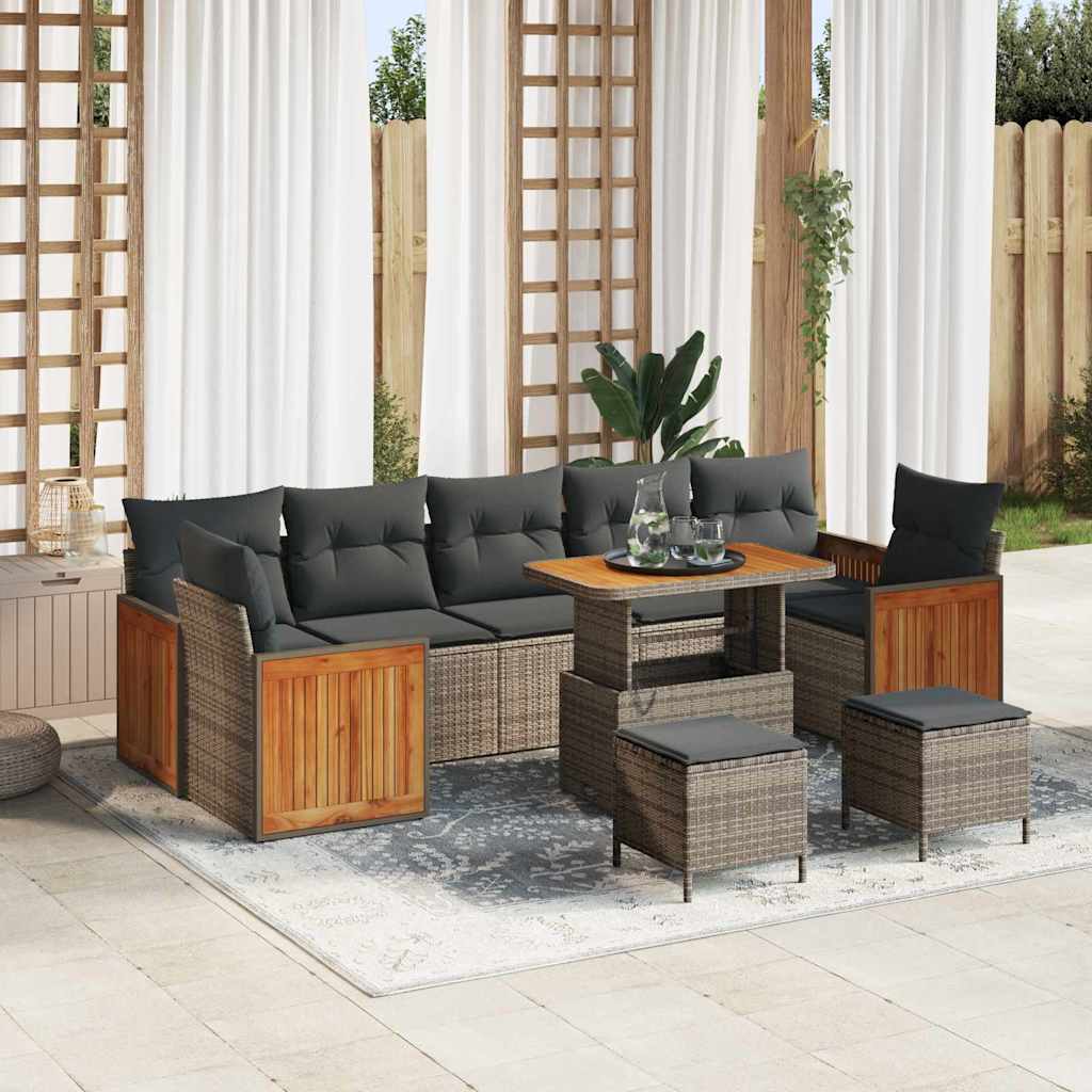 Conjunto de sofás de jardín 13 pcs Gris ratán sintético