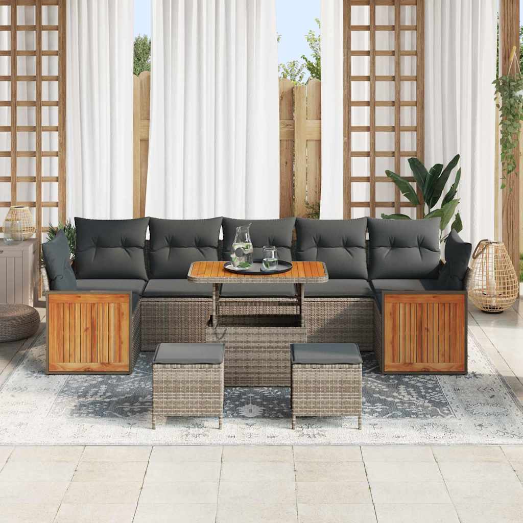Conjunto de sofás de jardín 13 pcs Gris ratán sintético