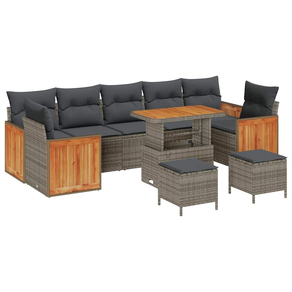 Conjunto de sofás de jardín 13 pcs Gris ratán sintético
