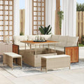Conjunto de sofás de jardín 9 pcs Beige y Crema ratán sintético