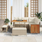 Conjunto de sofás de jardín 9 pcs Beige y Crema ratán sintético