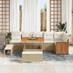 Conjunto de sofás de jardín con cojín 11 pcs Beige y Crema