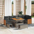 Conjunto de sofás de jardín 11 pcs Gris ratán sintético