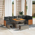 Conjunto de sofás de jardín 11 pcs Gris ratán sintético