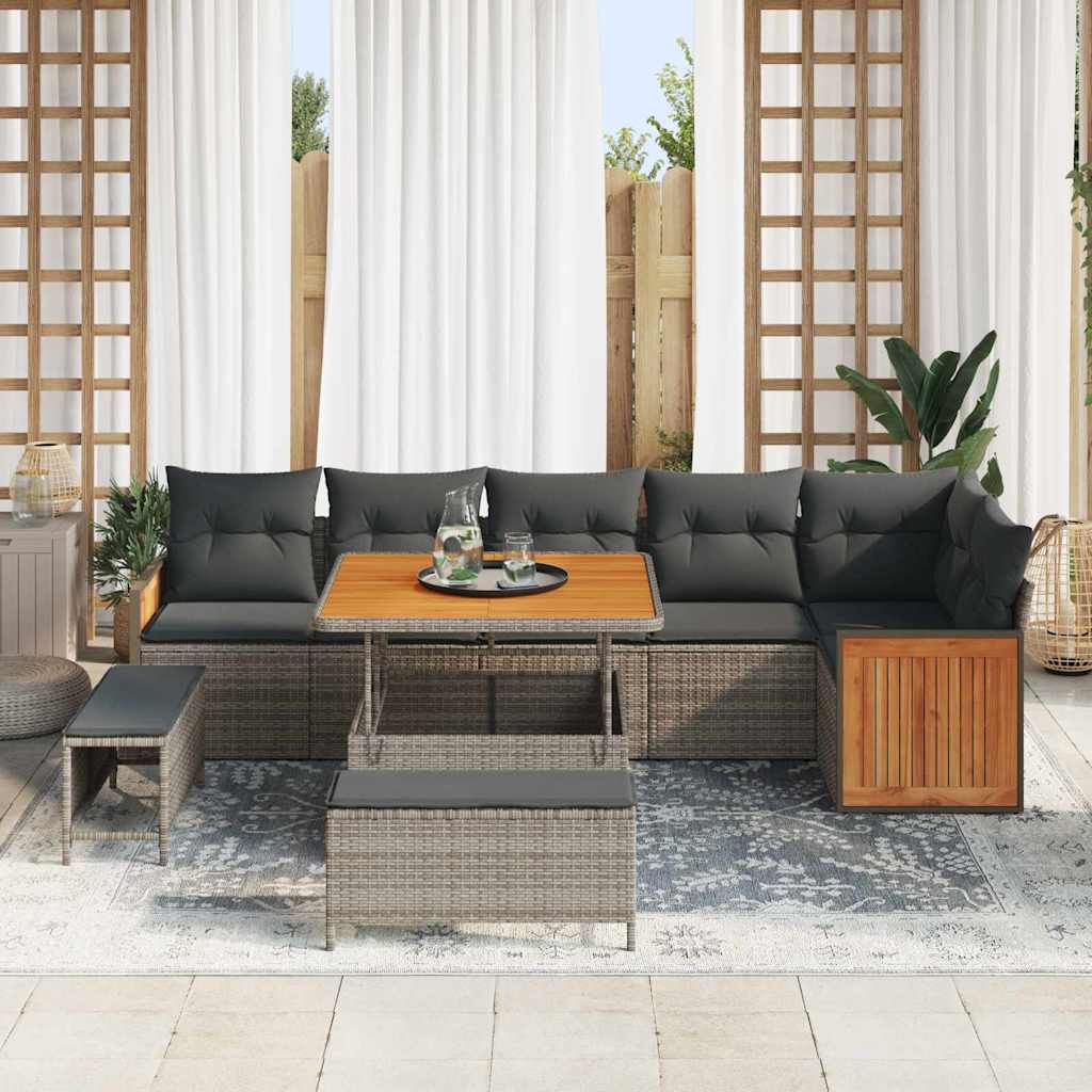 Conjunto de sofás de jardín 11 pcs Gris ratán sintético
