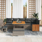 Conjunto de sofás de jardín 11 pcs Gris ratán sintético