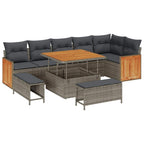 Conjunto de sofás de jardín 11 pcs Gris ratán sintético