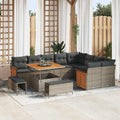 Conjunto de sofás de jardín 13 pcs Gris ratán sintético