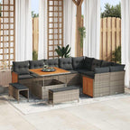 Conjunto de sofás de jardín 13 pcs Gris ratán sintético