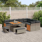 Conjunto de sofás de jardín 13 pcs Gris ratán sintético