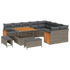 Conjunto de sofás de jardín 13 pcs Gris ratán sintético