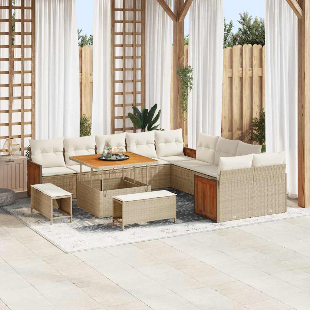 Conjunto de sofás de jardín 13 pcs Gris ratán sintético