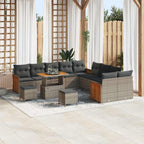 Conjunto de sofás de jardín 13 pcs Gris ratán sintético