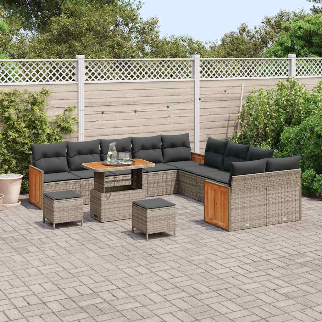 Conjunto de sofás de jardín 13 pcs Gris ratán sintético