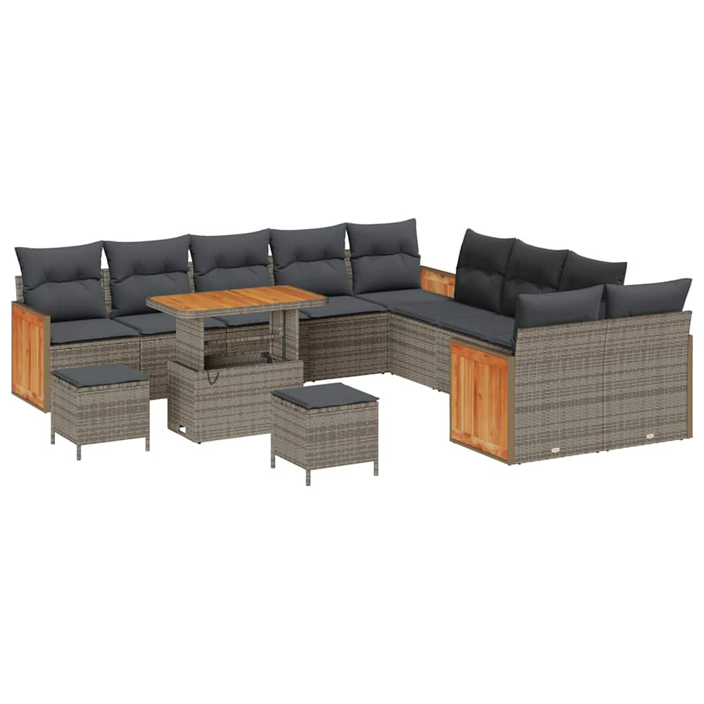 Conjunto de sofás de jardín 13 pcs Gris ratán sintético