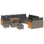 Conjunto de sofás de jardín 13 pcs Gris ratán sintético