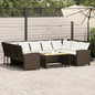 Garden sofa with cushions brown synthetic rattan