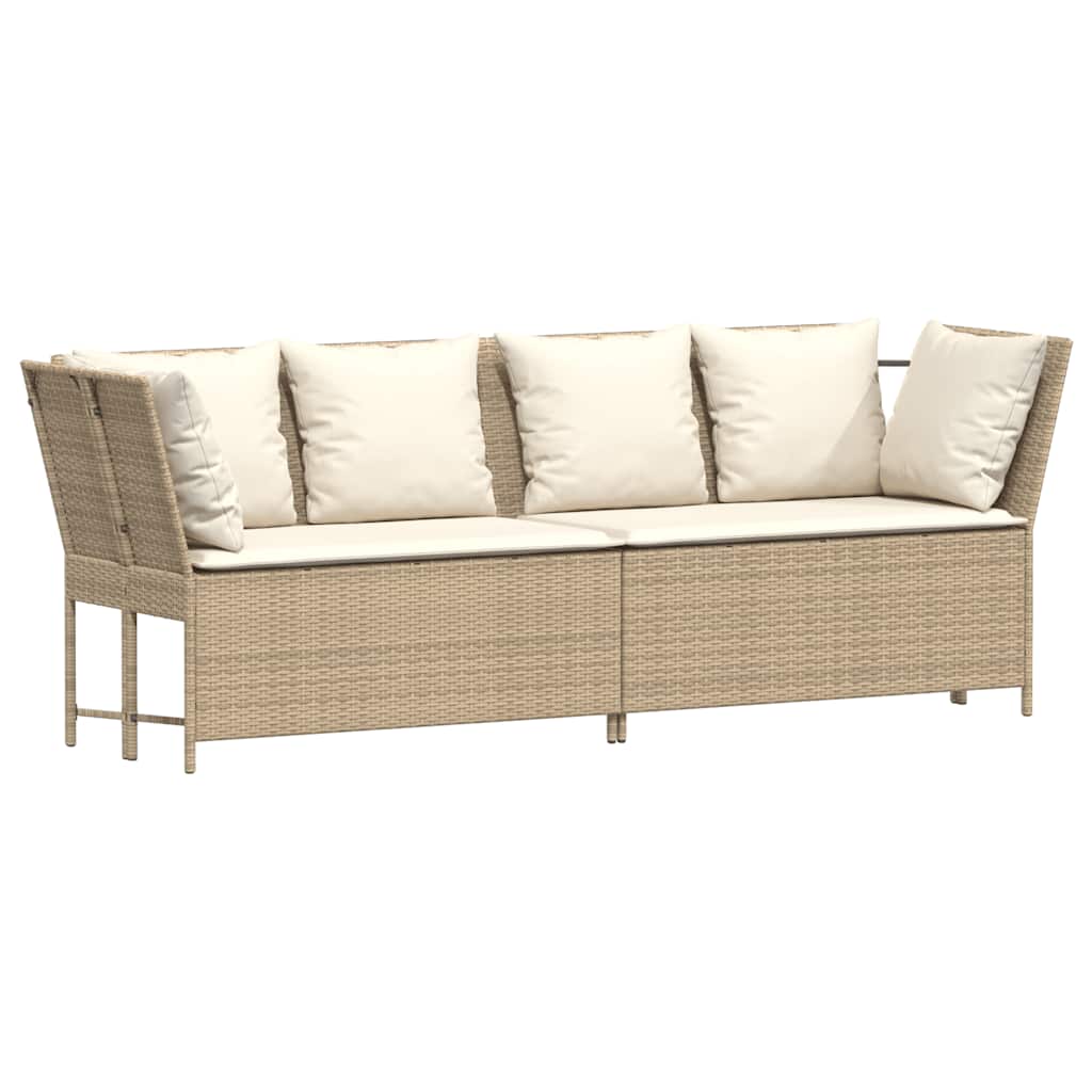 Sofá de jardín con cojines ratán sintético beige