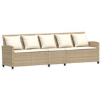 Sofá de jardín con cojines ratán sintético beige