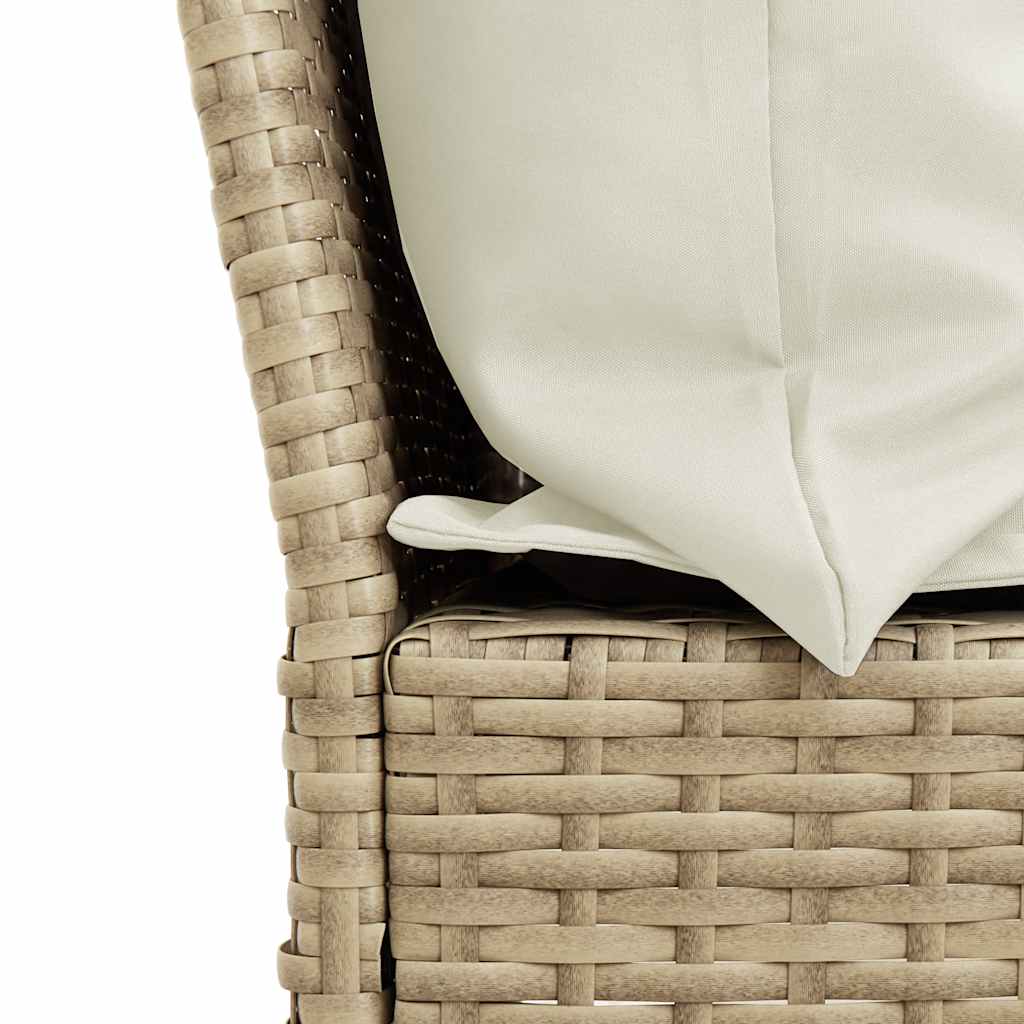 Sofá de jardín con cojines ratán sintético beige
