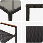 Conjunto de Comedor de Jardín 3 pcs Negro ratán sintético