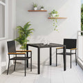 Conjunto de Comedor de Jardín 3 pcs Negro ratán sintético