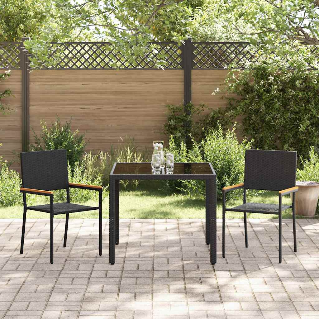 Conjunto de Comedor de Jardín 3 pcs Negro ratán sintético