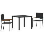 Conjunto de Comedor de Jardín 3 pcs Negro ratán sintético