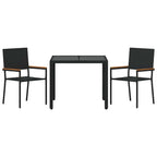 Conjunto de Comedor de Jardín 3 pcs Negro ratán sintético