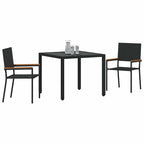 Conjunto de Comedor de Jardín 3 pcs Negro ratán sintético
