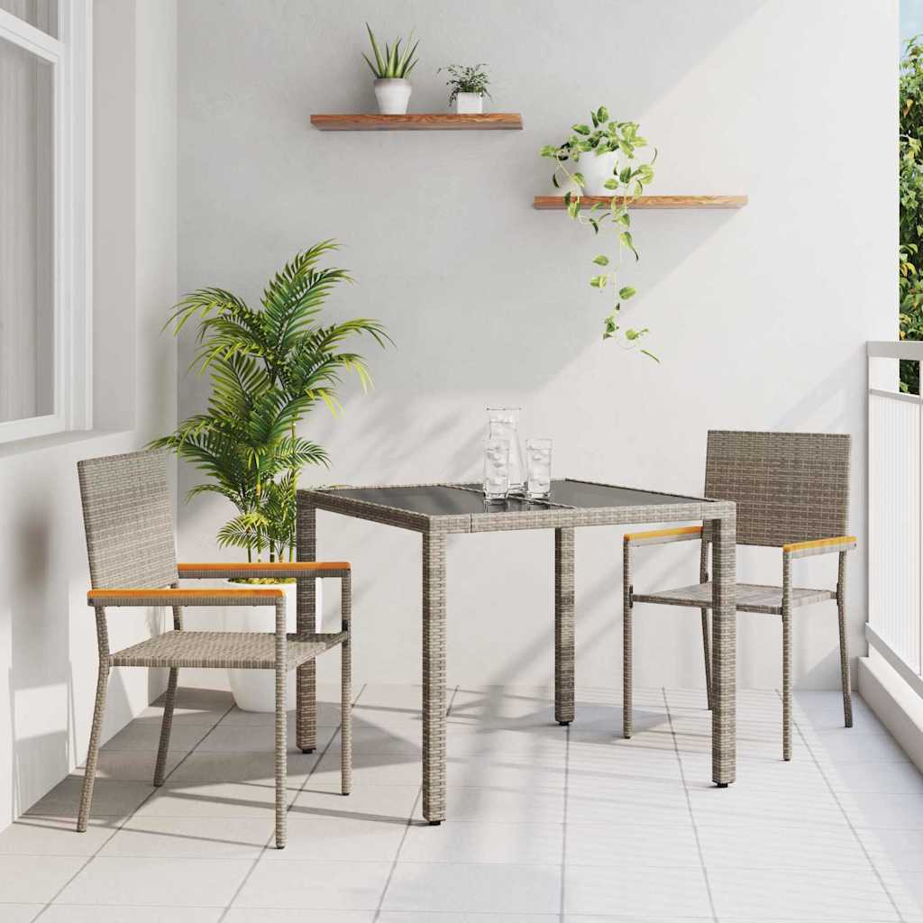 Conjunto de Comedor de Jardín 3 pcs Gris ratán sintético
