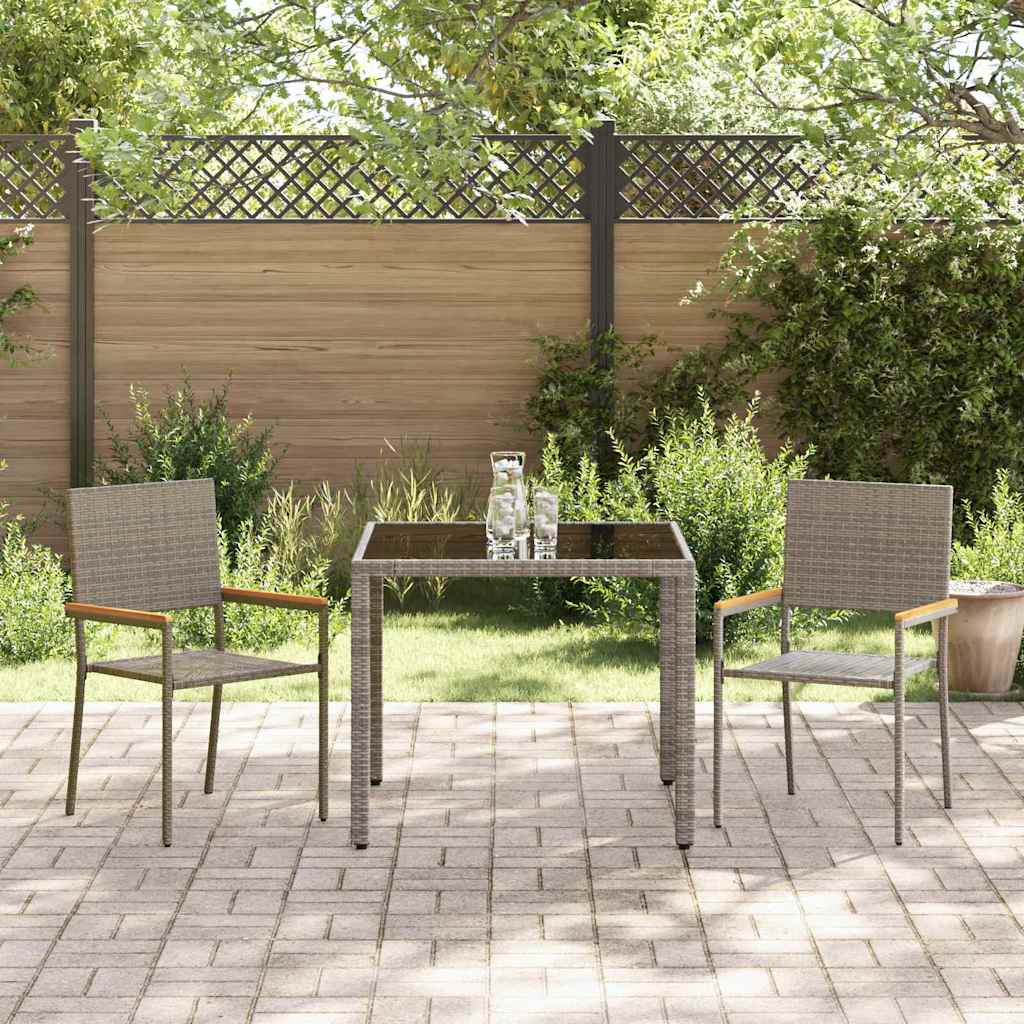 Conjunto de Comedor de Jardín 3 pcs Gris ratán sintético