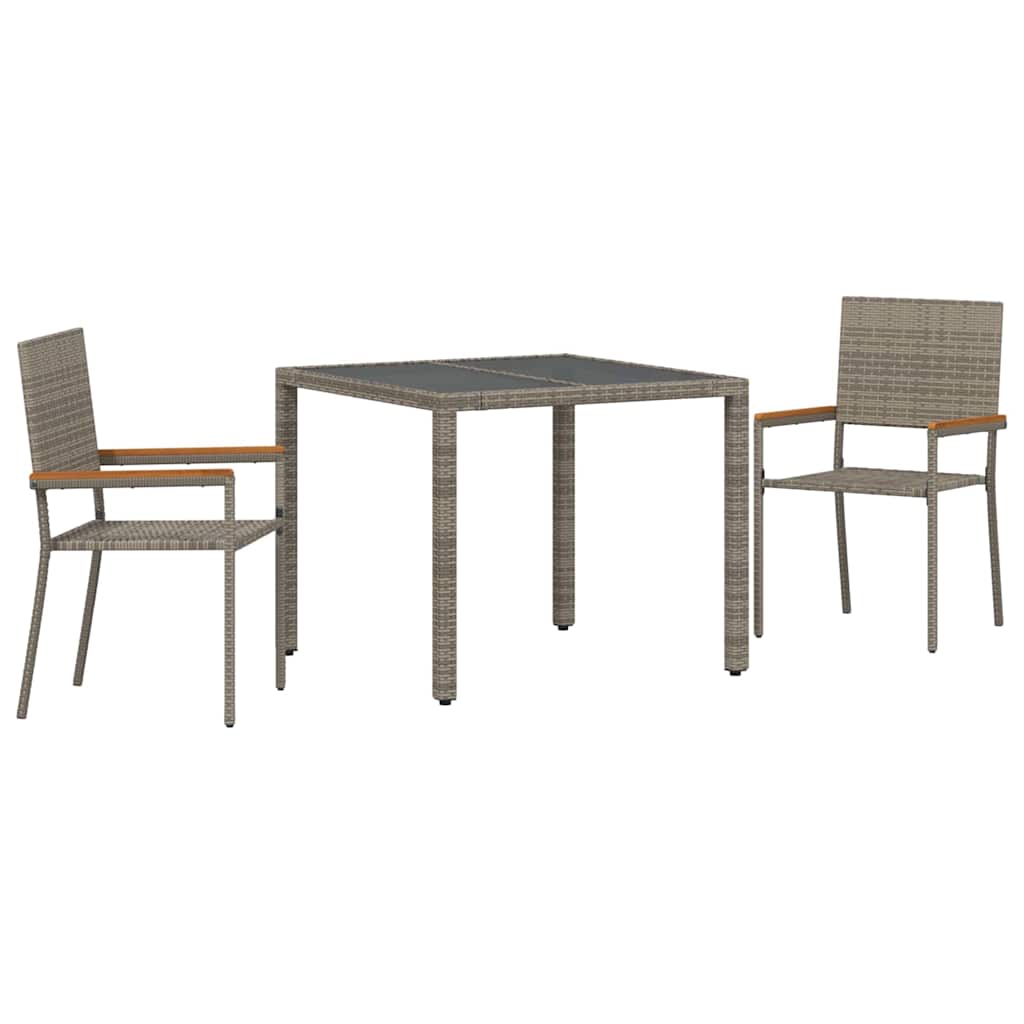 Conjunto de Comedor de Jardín 3 pcs Gris ratán sintético