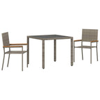 Conjunto de Comedor de Jardín 3 pcs Gris ratán sintético
